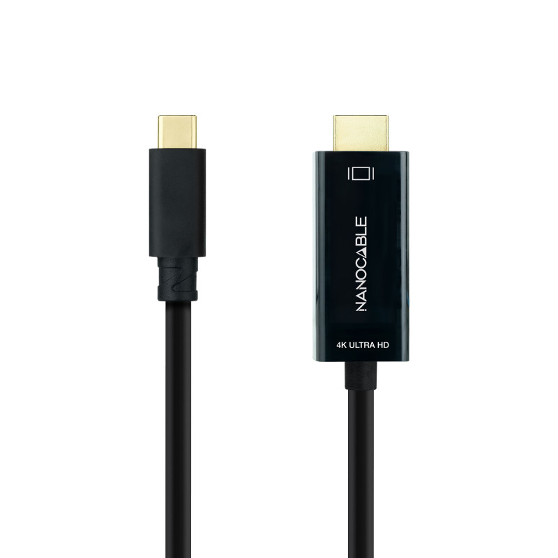 Nanocable 10.15.5105 Cable Conversor USB-C a HDMI, USB-C/M – HDMI/M, Negro, 5 m, 5 m, USB Tipo C, HDMI, Macho, Macho, Derecho