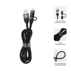 SUBBLIM SUBCAB-4IN101 CABLE TOP 4IN1 60W C-C-L-A 1m, 1 m, USB C, USB C, USB 2.0, 0,48 Gbit/s, Negro 2