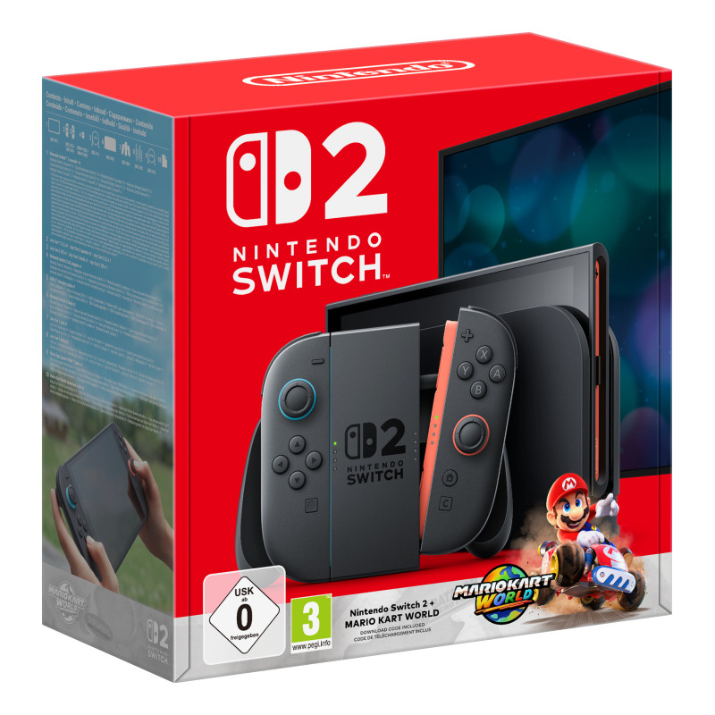 Nintendo 10015920 Switch 2 + Mario Kart World, Nintendo Switch 2, Negro, Analógico/Digital, Cruceta, Botón de inicio, Botón