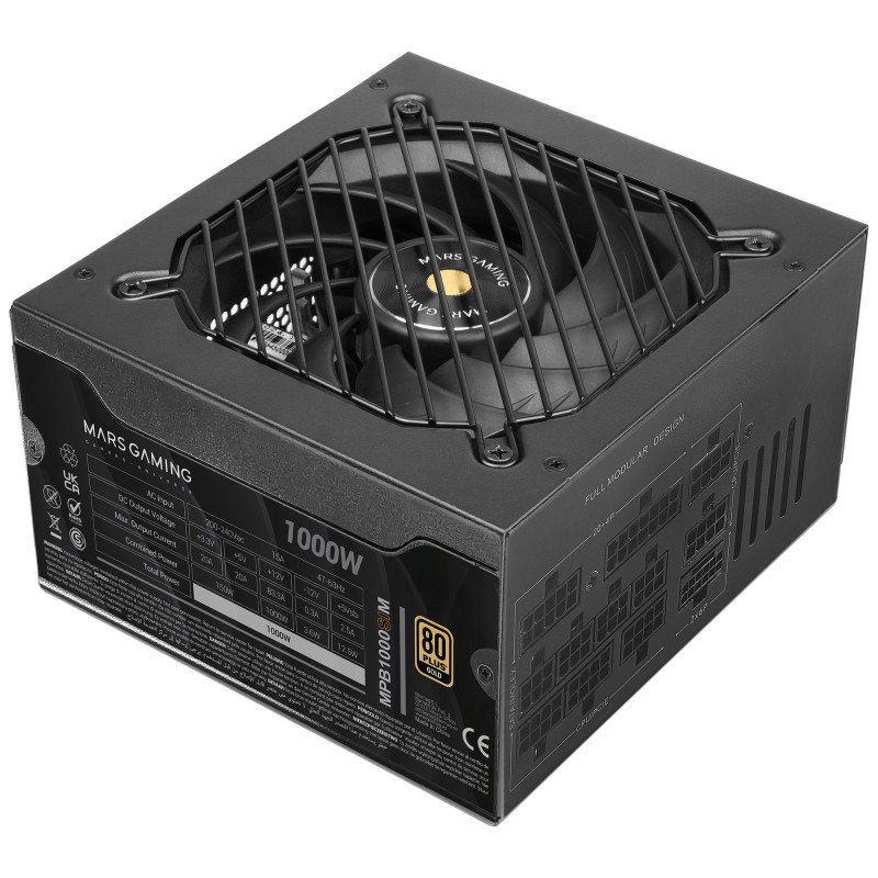 Mars Gaming MPB1000SIM MPB1000SIM, 1000 W, 220 - 240 V, 47 - 63 Hz, 15 A, Activo, 150 W