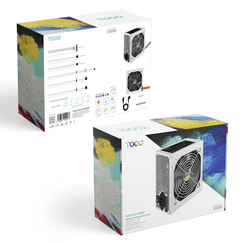 TooQ TQAPOLO-550SP TQAPOLO-550SP, 550 W, Activo, 78%, Sobreintensidad, Sobretensión, Sobrevoltaje, Sobrecalentamiento,