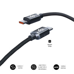SUBBLIM SUBCAB-C06001 CABLE OPTIMUS 60W C-C 1m BLACK, 1 m, USB C, USB C, USB 2.0, 0,48 Gbit/s, Negro 2