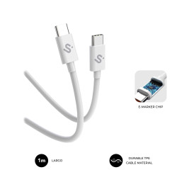 SUBBLIM SUBCAB-C10010 CABLE PLUS 100W C-C 1m WHITE, 1 m, USB C, USB C, USB 2.0, 0,48 Gbit/s, Blanco