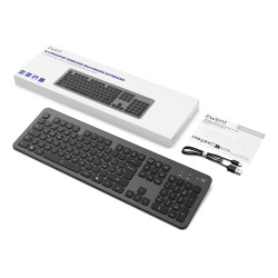 Ewent EW3296 EW3296, Completo (100%), Inalámbrico, RF inalámbrica + USB, Interruptor de membrana, QWERTY, Negro, Gris 2