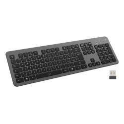 Ewent EW3296 EW3296, Completo (100%), Inalámbrico, RF inalámbrica + USB, Interruptor de membrana, QWERTY, Negro, Gris