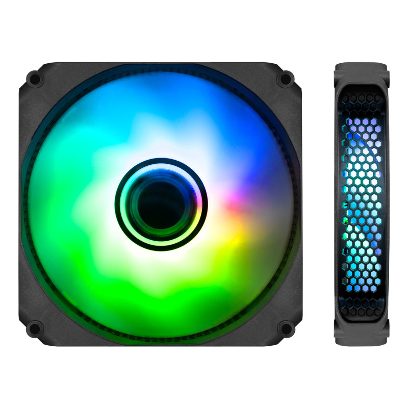 CoolBox COO-VA-12AR02 GAMING VENTILADOR INFINITY ARGB 120MM NEGRO, Ventilador, 12 cm, 1000 RPM, Multicolor