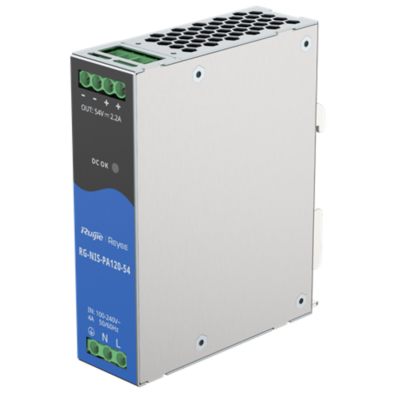 Ruijie Networks RG-NIS-PA120-54 RG-NIS-PA120-54, Sistema de alimentación, Negro, Azul, Plata, Sobreintensidad, Sobrevoltaje,