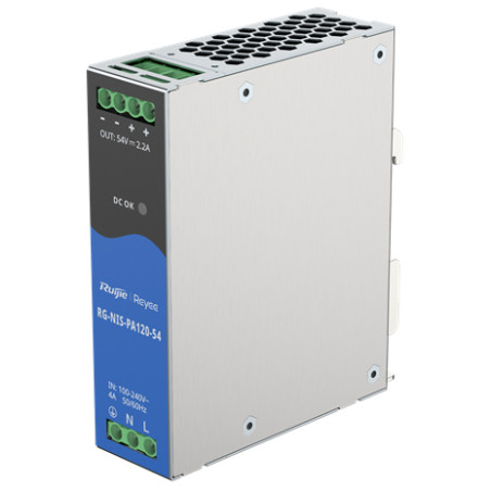 Ruijie Networks RG-NIS-PA120-54 RG-NIS-PA120-54, Sistema de alimentación, Negro, Azul, Plata, Sobreintensidad, Sobrevoltaje,