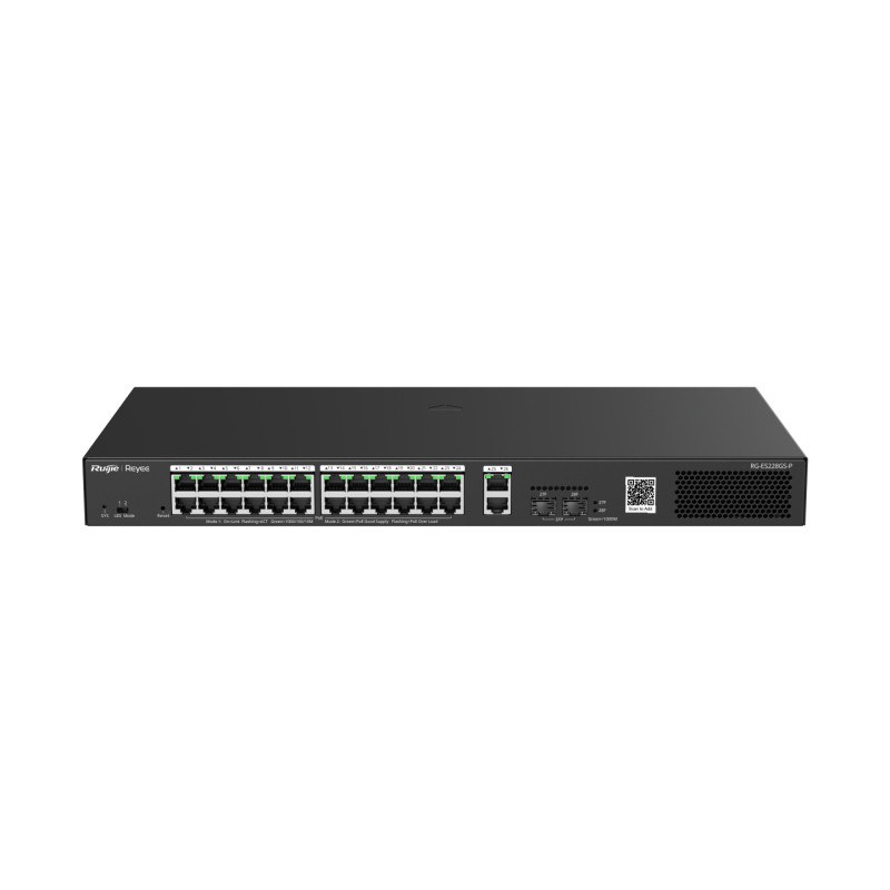 Ruijie Networks RG-ES228GS-P RG-ES228GS-P, Gestionado, Gigabit Ethernet (10/100/1000), Energía sobre Ethernet (PoE), Montaje
