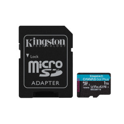 Kingston Technology SDCG4/1TB Tarjeta microSDXC Canvas Go Plus Gen4 de 1 TB, 200 MB/s, A2 U3 V30 y adaptador, 1 TB, MicroSD,