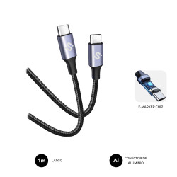 SUBBLIM SUBCAB-C10001 CABLE PLUS 100W C-C 1m BLACK, 1 m, USB C, USB C, USB 2.0, 0,48 Gbit/s, Negro