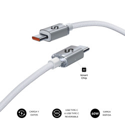 SUBBLIM SUBCAB-C06011 CABLE OPTIMUS 60W C-C 2m WHITE, 2 m, USB C, USB C, USB 2.0, 0,48 Gbit/s, Blanco 2