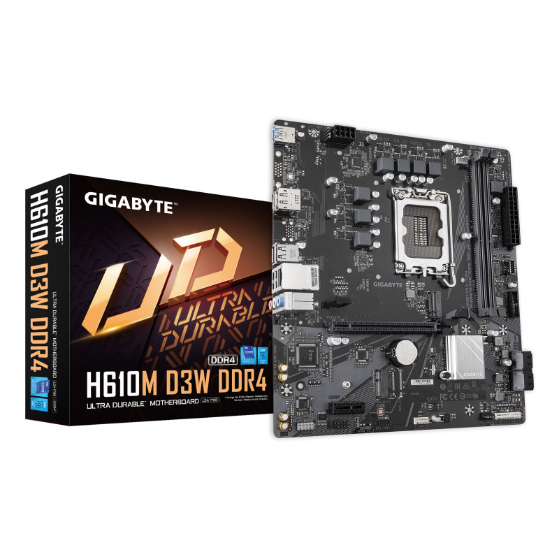 GIGABYTE H610M D3W DDR4 H610M D3W DDR4 Placa base - Compatible con procesadores Intel Core de 14ª generación, VRM de 5+1+1