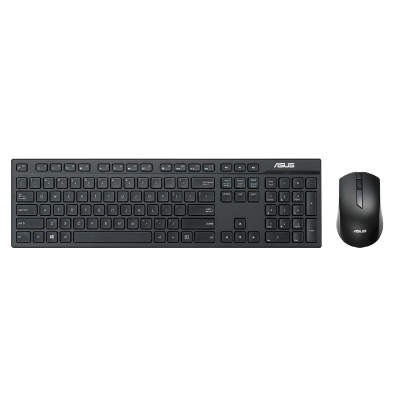 ASUS 90XB0440-BKM030 W2500, Completo (100%), Inalámbrico, RF inalámbrico, QWERTY, Negro, Ratón incluido