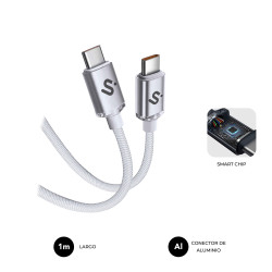 SUBBLIM SUBCAB-C06010 CABLE OPTIMUS 60W C-C 1m WHITE, 1 m, USB C, USB C, USB 2.0, 0,48 Gbit/s, Blanco