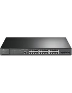 switch 28 puertos rj45 10/100/1000mbps semigestionable jetstream con 24 puertos poe+ (384w) y 4 puertos sfp gigabit montaje en r