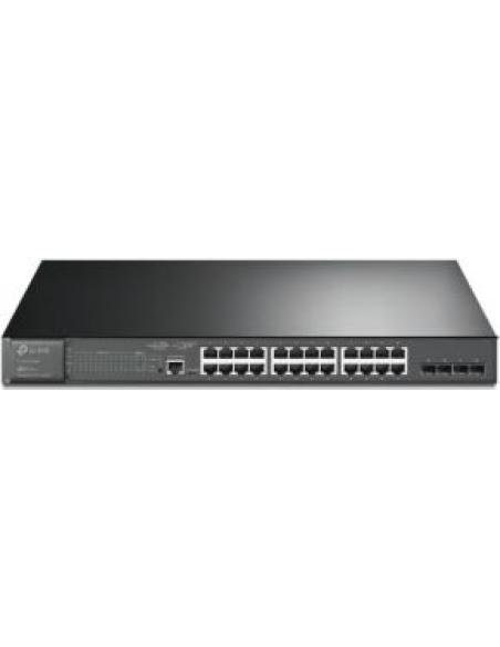 switch 28 puertos rj45 10/100/1000mbps semigestionable jetstream con 24 puertos poe+ (384w) y 4 puertos sfp gigabit montaje en r