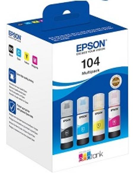 tinta 104 pack 4 cartuchos (negro, amarillo, cian y magenta) para ecotank