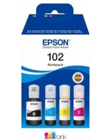 tinta 102 pack 4 cartuchos (negro, amarillo, cian y magenta) para ecotank