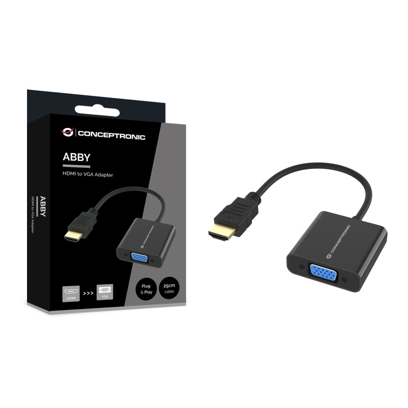 Conceptronic ABBY20B ABBY20B, 0,25 m, HDMI tipo A (Estándar), VGA (D-Sub), Macho, Hembra, Derecho