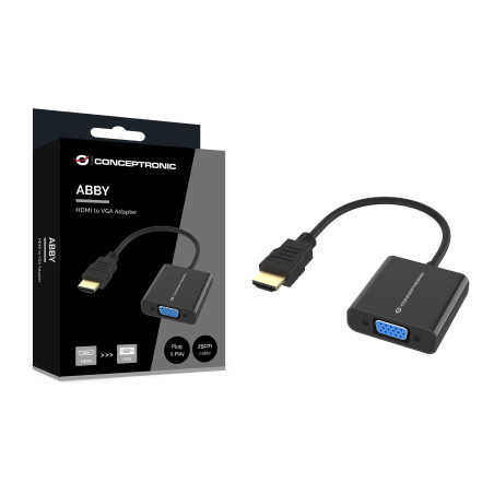 Conceptronic ABBY20B ABBY20B, 0,25 m, HDMI tipo A (Estándar), VGA (D-Sub), Macho, Hembra, Derecho