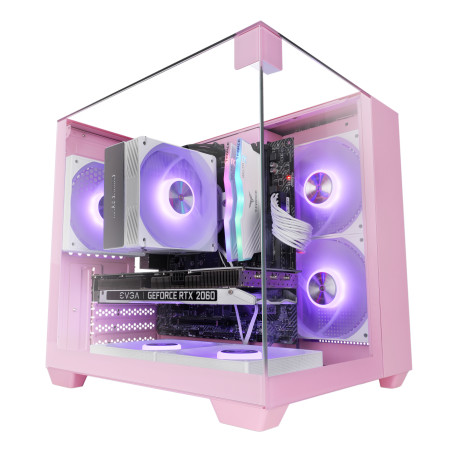 Mars Gaming MCVISIONMP MC-VISIONMP, Mini Tower, PC, Rosa, micro ATX, Mini-ITX, Metal, Vidrio templado, Juego