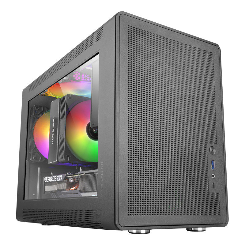 Mars Gaming MCXPS MC-XPS, Mini Tower, PC, Negro, micro ATX, Mini-ITX, Malla, Hogar / Oficina