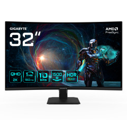 GIGABYTE GS32QCA EU GS32QCA 31.5" Monitor Curvo para Gaming QHD - 2560 x 1440, 180Hz, 1ms, 250 cd/m², FreeSync, HDR Ready,