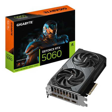 GIGABYTE GV-N5060WF2OC-8GD GeForce RTX 5060 WINDFORCE OC 8G Tarjeta Gráfica - 8GB GDDR7, 128bit, PCI-E 5.0, 2512 MHz