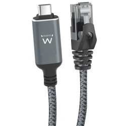 Ewent EC2001 EC2001, 1,5 m, Cat6, USB Tipo C, RJ-45, Negro, Gris