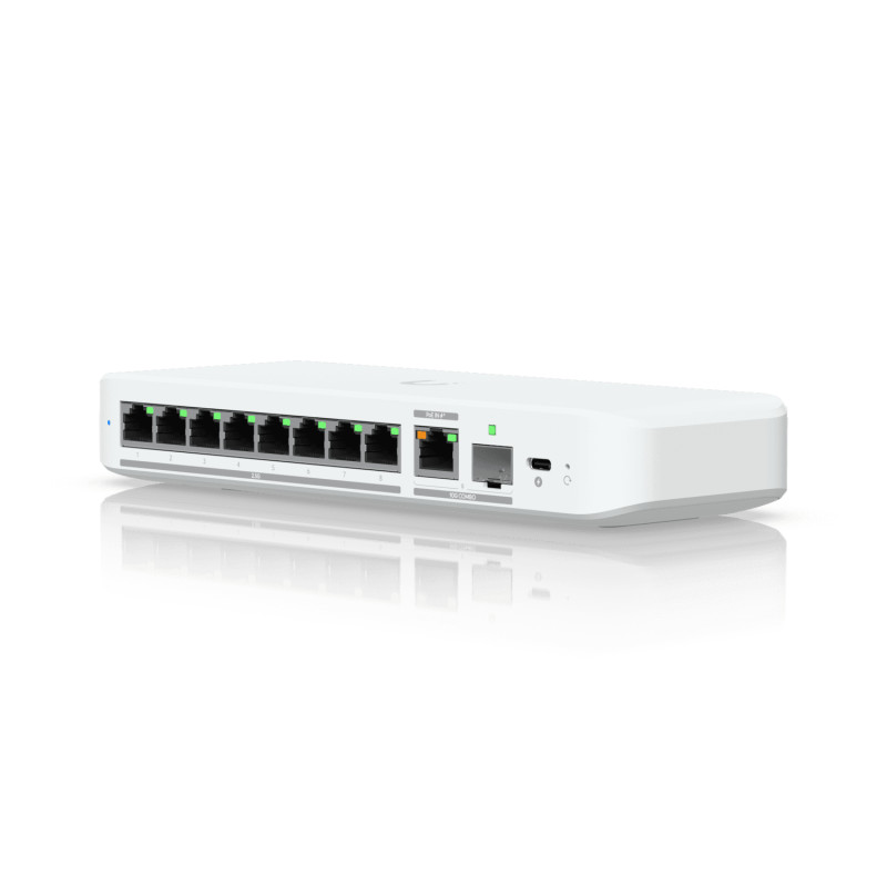 Ubiquiti USW-FLEX-2.5G-8 UniFi Flex 2.5G, Gestionado, L2, 2.5G Ethernet (100/1000/2500), Montaje en pared/escritorio, Montaje