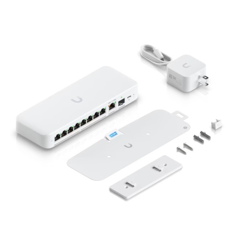 Ubiquiti USW-FLEX-2.5G-8 UniFi Flex 2.5G, Gestionado, L2, 2.5G Ethernet (100/1000/2500), Montaje en pared/escritorio, Montaje