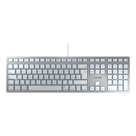 CHERRY JK-1610DE-1 KC 6000 SLIM FOR MAC, Completo (100%), Alámbrico, USB, QWERTZ, Plata