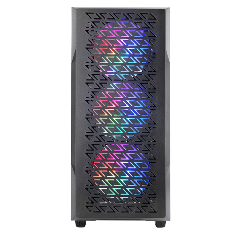 Mars Gaming MC-GEO MC-GEO, Caja Gaming ATX, 4x Ventiladores FRGB Rainbow 12cm, Panel Frontal Mesh Geométrico, Ventana Lateral