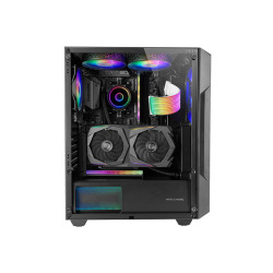 Mars Gaming MC-GEO MC-GEO, Caja Gaming ATX, 4x Ventiladores FRGB Rainbow 12cm, Panel Frontal Mesh Geométrico, Ventana Lateral 2