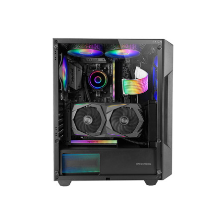 Mars Gaming MC-GEO MC-GEO, Caja Gaming ATX, 4x Ventiladores FRGB Rainbow 12cm, Panel Frontal Mesh Geométrico, Ventana Lateral