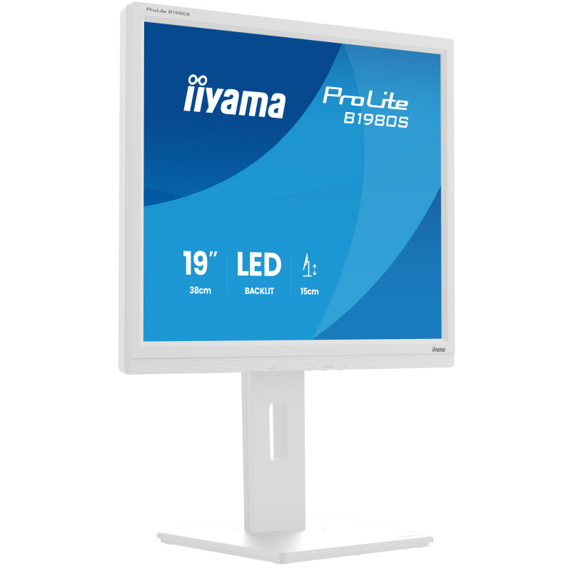 iiyama B1980S-W1 ProLite B1980S-W1, 48,3 cm (19"), 1280 x 1024 Pixeles, SVGA, LED, 3 ms, Blanco