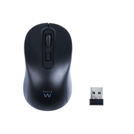 Ewent EW3218 Ratón óptico inalámbrico 800-1200-1600dpi y clics silenciosos, Ambidextro, Óptico, RF inalámbrico, 1600 DPI,