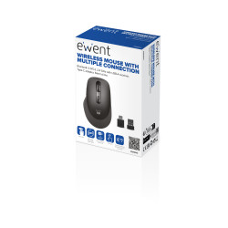 Ewent EW3243 Ratón óptico inalámbrico con conectividad multidispositivo, clics silenciosos y adaptador tipo C, mano derecha, 2