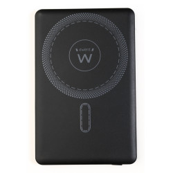 Ewent EW1160 UltraSlim 5000mAh MagSafe PD 22.5W Power Bank, 5000 mAh, Polímero de litio, Cargador inalámbrico, 22,5 W, Negro
