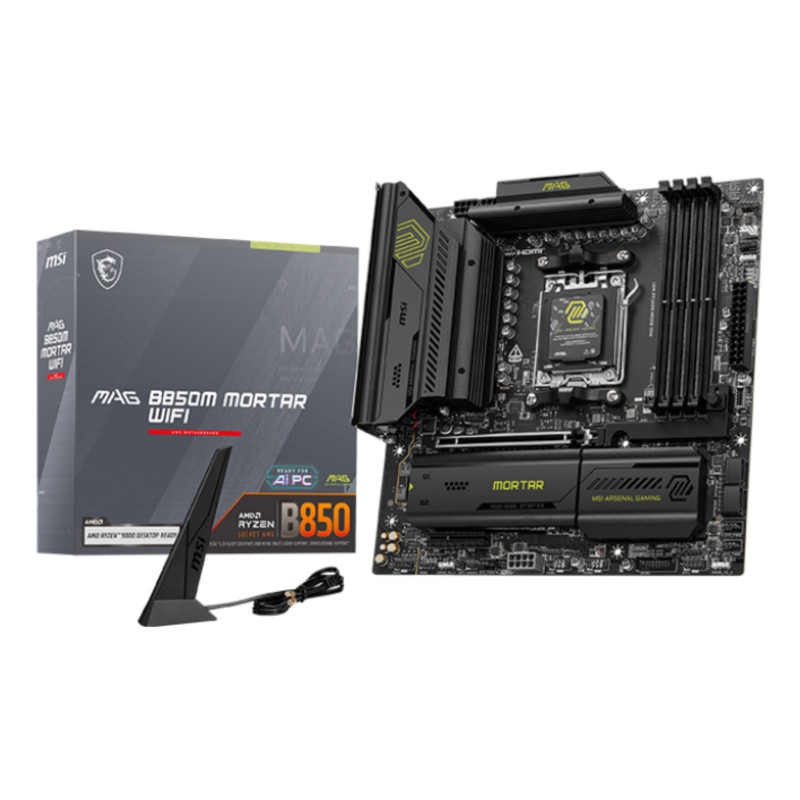 MSI MAG B850M MORTAR WIFI MAG B850M MORTAR WIFI, AMD, Zócalo AM5, AMD Ryzen 7000 Series, AMD Ryzen 8000 Series, AMD Ryzen 9000
