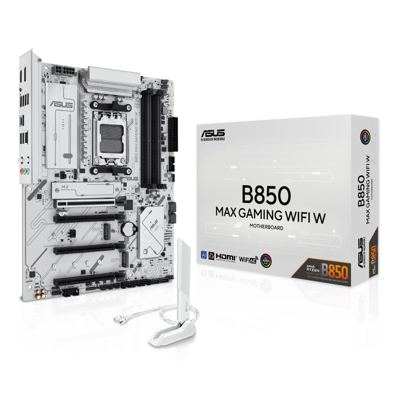 ASUS 90MB1M10-M0EAY0 B850 MAX GAMING WIFI W, AMD, Zócalo AM5, AMD Ryzen 7000 Series, AMD Ryzen 8000 Series, AMD Ryzen 9000