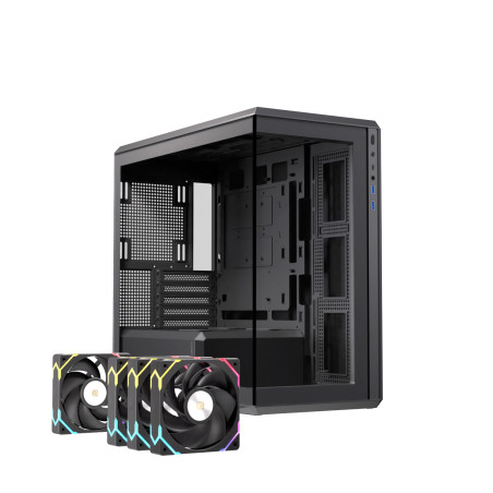 Einarex EXCS-ZM-800R-B ZENITH ZM800 RGB Black, Midi Tower, PC, Negro, ATX, micro ATX, Mini-ITX, Vidrio templado, Juego