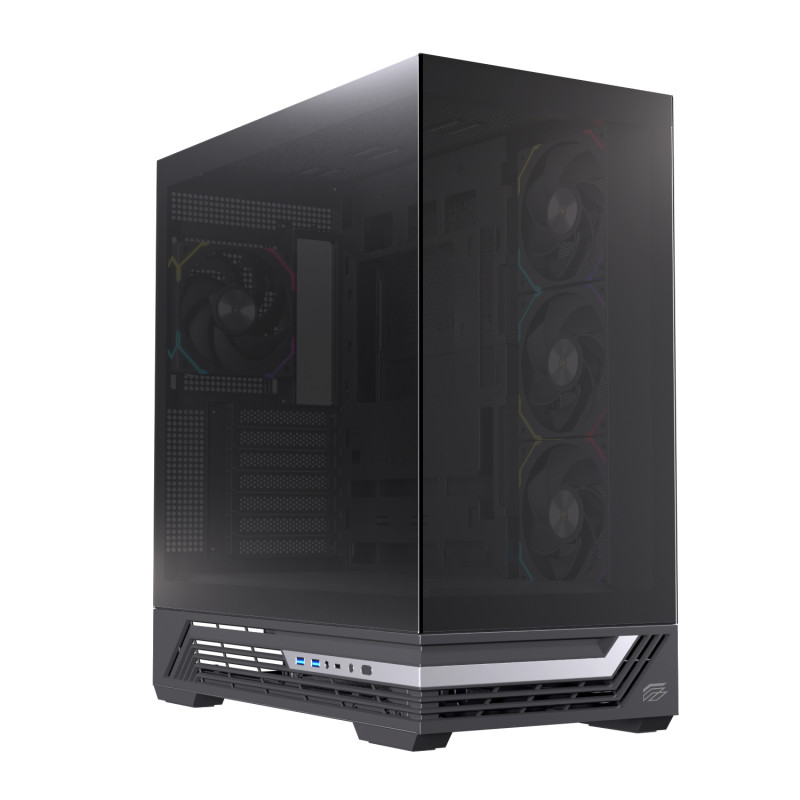 Einarex EXCS-PR-800R-B PRISMA S800 RGB Black, Midi Tower, PC, Negro, ATX, micro ATX, Mini-ITX, Acero, Vidrio templado, Juego