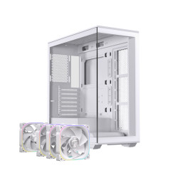 Einarex EXCS-PR-700R-W PRISMA S700 RGB White, Midi Tower, PC, Blanco, ATX, micro ATX, Mini-ITX, Acero, Vidrio templado, Juego 2