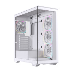 Einarex EXCS-PR-700R-W PRISMA S700 RGB White, Midi Tower, PC, Blanco, ATX, micro ATX, Mini-ITX, Acero, Vidrio templado, Juego