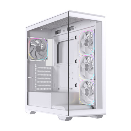 Einarex EXCS-PR-700R-W PRISMA S700 RGB White, Midi Tower, PC, Blanco, ATX, micro ATX, Mini-ITX, Acero, Vidrio templado, Juego