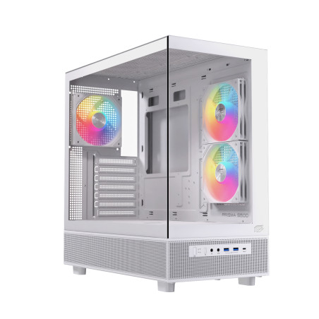 Einarex EXCS-PR-500R-W PRISMA S500 RGB White, Midi Tower, PC, Blanco, ATX, micro ATX, Mini-ITX, Acero, Vidrio templado, Juego