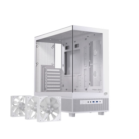Einarex EXCS-PR-500R-W PRISMA S500 RGB White, Midi Tower, PC, Blanco, ATX, micro ATX, Mini-ITX, Acero, Vidrio templado, Juego