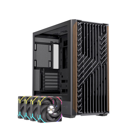 Einarex EXCS-PL-800R-B PULSE P800 RGB Black, Midi Tower, PC, Negro, ATX, micro ATX, Mini-ITX, Acero, Vidrio templado, Juego